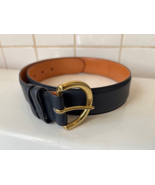 Coach Navy Leather Belt Solid Brass Buckle 8500 Vintage USA Small 1.5” Wide - $554.66 MXN