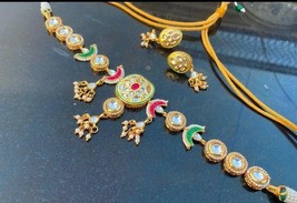 kUNDAN Jawaharat Bollywood style high quality heavy Kundan necklace with earings - £24.28 GBP