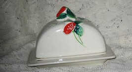 Covered Butter Dish -Strawberries-Hand Painted-Japan - £7.05 GBP