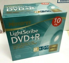 Memorex LightScribe DVD+R 10 Pack NEW SS w/ Standard Jewel Cases 8x 4.7GB 120min - £23.97 GBP