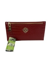Badgley Mischka Croco Vegan Leather Red Flat Wallet NWT 8.5&quot; x 4.5&quot;  - £31.41 GBP