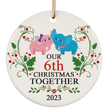 Funny Couple Elephant Ornament Christmas Gift 6th Wedding 6 Years Anniversary - £11.68 GBP