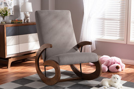 Alaya Gray Fabric Upholstered and Walnut-Rocking Chair - $11,882.05 MXN