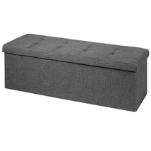 Fabric Folding Storage Ottoman Storage Chest W/Divider Bed End Bench Drak Grey - £95.91 GBP