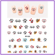 Nail art water transfer stickers decal white red heart paw print RP028 - £2.59 GBP