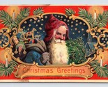 Santa Claus Blue Robe Christmas Greetings Barton and Spooner UNP DB Post... - $64.30