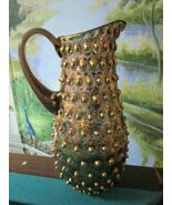 DEPRESSION GLASS GOLD HOBNAIL AMBER PITCHER 11" - $54.45