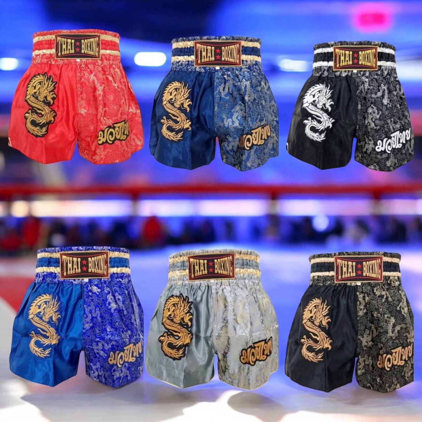 Muay Thai Boxing Shorts for Adults - Dragon Embroidery Design