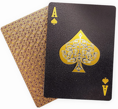 2 Decks of Playing Cards, Gold 3D Embossed Patterned Poker Cards Plastic PET Wat - £10.76 GBP