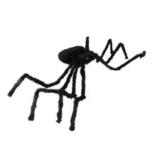 Lighted Long Hair Black Spider with Amber Eyes Halloween Decoration - £60.45 GBP