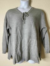89th &amp; Madison Womens Plus Size 1X Gray Knit Tie Neck Blouse Long Sleeve - £8.15 GBP