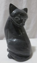 Vtg Carved Marble Stone Black Cat Figurine 5&quot; tall - £15.95 GBP