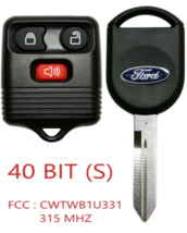 Ford 3B Remote + Ford H84 4D63 Uncut Chiped Key (S) Ford LOGO USA Seller A+++ - £12.92 GBP