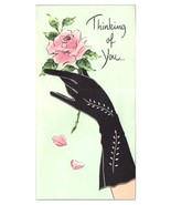 Thinking of You Pink Rose Black Glove Greeting Card - $14.84