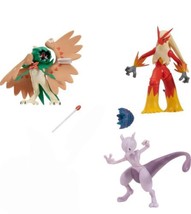 Pokemon Battle Feature Figure 3 Pack ONLY 4.5&quot; Mewtwo, Blaziken, Decidueye - £14.99 GBP
