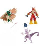 Pokemon Battle Feature Figure 3 Pack ONLY 4.5&quot; Mewtwo, Blaziken, Decidueye - £15.06 GBP