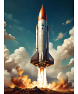 Retro Rocket Ship Space Ship Blast Off Take Off Launch Rocks Poster Art ... - $26.99