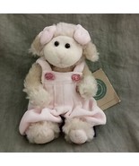 Boyds Bears White Lamb Pink Velvet Overalls 8&quot; Elspethe Ewe Plush Stuffe... - $23.74