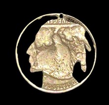Antique 1935 Indian Head Buffalo Nickel Cut Coin Charm Pendant Earring Bracelet image 2