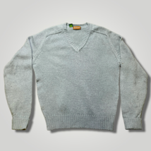 Vintage 1970s Highland V Neck Blue Wool Sweater Pullover Mens Large B2010 - £37.28 GBP