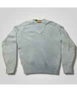 Vintage 1970s Highland V Neck Blue Wool Sweater Pullover Mens Large B2010 - £37.29 GBP