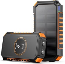 Riapow Solar Power Bank 26800mAh, Wireless Portable Charger Fast Charge 3.0A - £33.63 GBP