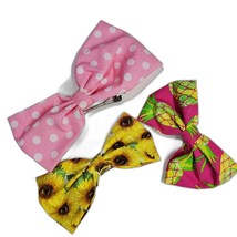 Handmade Set Of 3 Hair Bows With Clip Closure  - £9.62 GBP