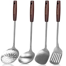 15 Inch Large Spatula Slotted Turner Soup Ladle Stainless Steel Wok Spatula Set  - £30.19 GBP