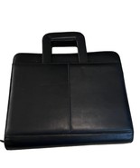 Franklin Covey Black Leather Handled Briefcase Black 3 Ring Zippered Bin... - £38.36 GBP