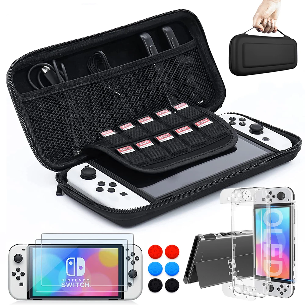 For Nintendo Switch OLED Model Carrying Case, 9 in 1 Accessories Kit for 2021 - £13.49 GBP+