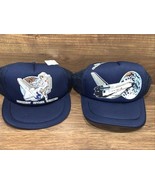 2 - VINTAGE Kennedy Space Center Snapback Trucker Hat - Unisex - Navy Blue - $28.50