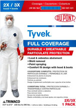 Full Coverage Coveral Ls Hood 2X/3X = Xxl Xxxl Splash Resistance Painting Trimaco - £34.80 GBP