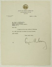 Vintage Autographed Letter North Carolina Governor 1938 CLYDE R HOEY Democrat - £27.26 GBP