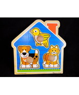 MELISSA &amp; DOUG CHILDREN&#39;S WOOD PUZZLE LARGE KNOB KIDS puzzle HOUSE PETS ... - $13.57 CAD