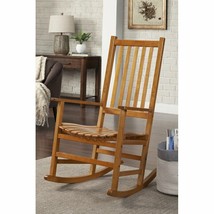 Oak Wooden Finish Rocking Chair Rocker Antique Mission Slat Seat Porch N... - $277.99
