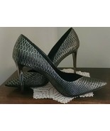 Dune London ~ Size 10 ~ Black Reptile ~ 4.25&quot; Sweetheart Topline Heels - £47.68 GBP