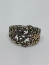 Vintage Sterling Silver 925 Marcasite Ring Size 7.5 - $16.99