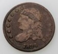 1834 Bust Half Dime in Very Good VG Condition, Light Gray Color, Bold LI... - $131.42