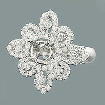 1.42 Ct Simulated Diamond White Gold Plated Flower Semi-Mount Engagement Ring - £67.25 GBP
