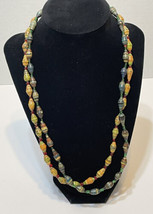 VTG Womens Bohemian Style Wood Beaded Necklaces Multicolor Twist Locks 10&quot; Lot 2 - £13.80 GBP