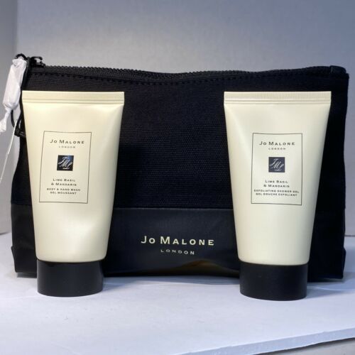 Jo Malone 3pc Set LIME BASIL & MANDARIN Body & Hand Wash Exfoliating Shower Gel - £21.71 GBP