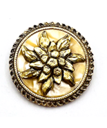 Vintage Western Germany Golden Mother Of Pearl Gold Tone Floral Scarf Clip - $16.29 CAD