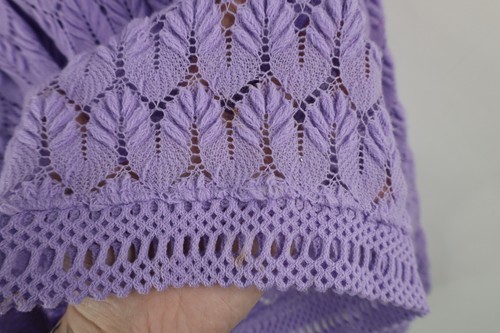 Vintage 60s Streetwear Womens 38 Pointelle Crochet Knit Cardigan Sweater Purple Item image 4