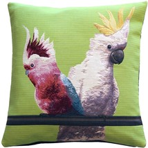 Cockatiel Birds Green Tapestry Throw Pillow, with Polyfill Insert - £31.93 GBP