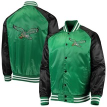 NFL Philadelphia Eagles 80s Letterman Baseball Jacket Bomber Green Black... - $104.98