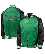NFL Philadelphia Eagles 80s Letterman Baseball Jacket Bomber Green Black... - £82.58 GBP