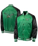 NFL Philadelphia Eagles 80s Letterman Baseball Jacket Bomber Green Black... - $104.98