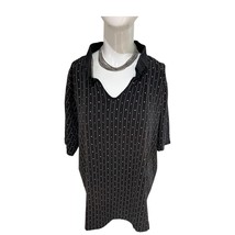 Liz Golf Liz Claiborne collared Black white lines with dots sz 3X - $13.65