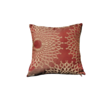 Decorative Pillow, Red Gold Metallic Jacquard, Red Velvet,  Decor Pillow, 16x16&quot; - £31.16 GBP
