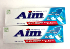Aim Toothpaste 4.5 oz Pack of 2 Fresh Mint Gel Cavity Protection Whitening - $5.99